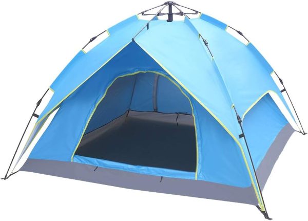4 Person Family Dome Tent with Removable Rain Fly, Easy Set Up for Camp Backpacking Hiking Outdoor,Blue