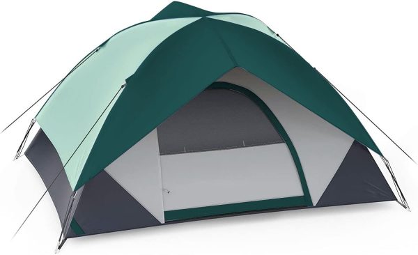 6 Person Camping Tent, Outdoor Family Tent with Removable Rainfly for Backpacking, Hiking, Windproof and Waterproof Dome Tent for Comfortable Trip, Easy Set Up(Green)
