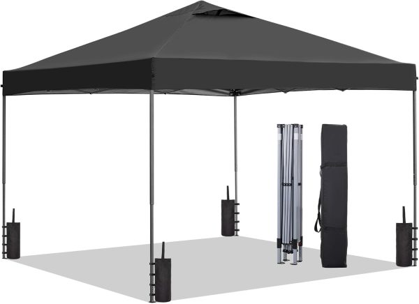 10'x10' Pop Up Canopy Tent, Patio Gazebo, Outdoor Canopy for Events, Parties, Camping,Garden,Black.