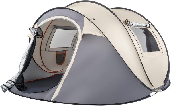 4 Person Easy Pop Up Tent Camping Waterproof Automatic Setup 2 Doors-Instant Family Tents for Hiking & Traveling