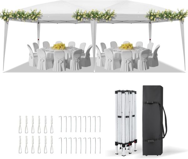 10'x20' Pop Up Canopy Tent Portable Instant Gazebo Party Tent with Carry Bag Outdoor Canopy for Outdoor Events, Party, Wedding (White)