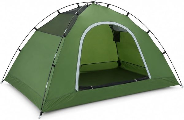 Green Camping Tent for 2 to 3 Person, Portable Outdoor Tent with Carry Bag, Reinforced Sealed Corners for Camping, Hiking, Picnic and Beach