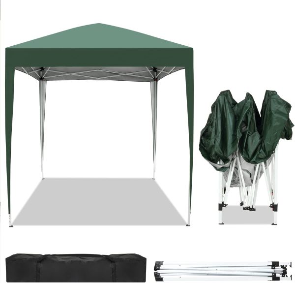 6.5x6.5ft Pop Up Canopy Tent, Outdoor Instant Shelter Folding Canopy with Carry Bag for Commercial Events, Party, Backyard BBQ, Camping Green