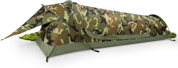 Ultralight Single Person Bivy Tent for Camp Waterproof 1 Man Tent for Camping Hiking Backpacking Hunting Outdoor Survival Gear - Easy Set Up