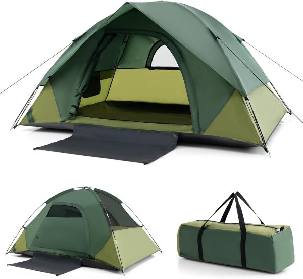 2 Person Camping Tent, Portable Backpacking Tent with Removable Rainfly, Floor Mat, 4 Mesh Walls & Zippered Doors, Carrying Bag, Family Dome Tent for Camping Hiking
