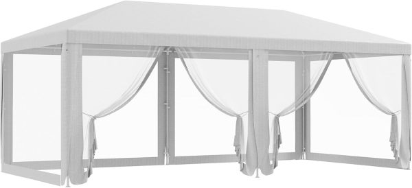 10' x 20' Party Tent, Outdoor Wedding Canopy & Gazebo with Removable Sidewalls, Shade Shelter for Events, BBQs, White