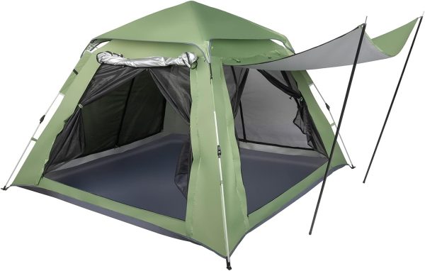 4-PersonCamping Tent,Family Dome Weatherproof Tent with Easy Setup, Included Rainfly and Carry Bag, 2 Windows and 2 Doors for Air Flow for Backpacking, Hiking, or BeachOutdoors