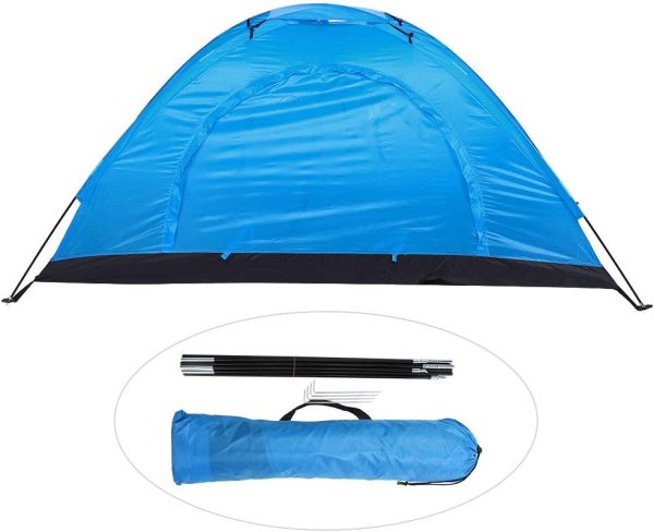 Outdoor Single Person Waterproof Tent, Lightweight Camping Tent for Fishing Climbing Hiking, with Round Door and Skylight, Windproof Leisure Tent for Solo Adventurers
