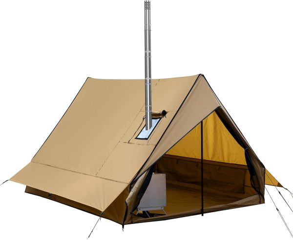 Hot Tent with Stove Jack, 4-Season Waterproof Chalet Tent, Easy Setup Weather-Resistant Shelter for Winter Camping & Outdoor Adventures