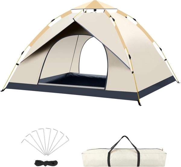 Camping Tent 2/3/4 Person Instant Easy Pop Up Tents for Camping Lightweight Backpacking Automatic Family Easy Set Up Tent,Portable Dome Tent for Camping Hiking Traveling