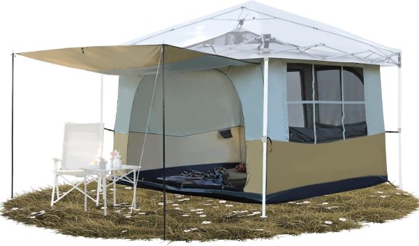 Canopy Camping Tent for Pop Up Canopy Tent, Inner Tent Converts Straight Leg 10'x10' or 10'x20' Canopy into Camping Tent, Fits 4-6 Person(Frame/Shelter NOT Included)