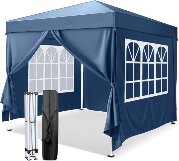 10x10 Pop Up Canopy Tent with Sidewalls, Outdoor Gazebo Canopy Tent, Patio Event Tents Outdoor Event Shelter for Parties (Blue)