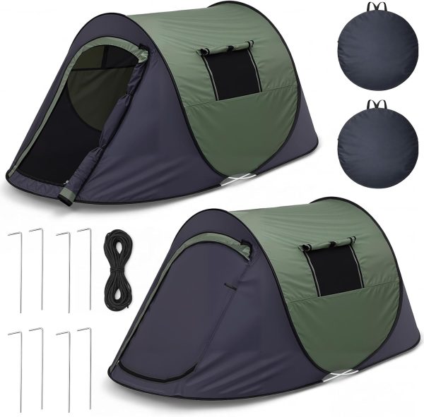 2 Pcs  Camping Tent, 1 Person Outdoor Camping Tent, Windproof, Easy Setup Portable with Carry Bag for Hiking Backpacking