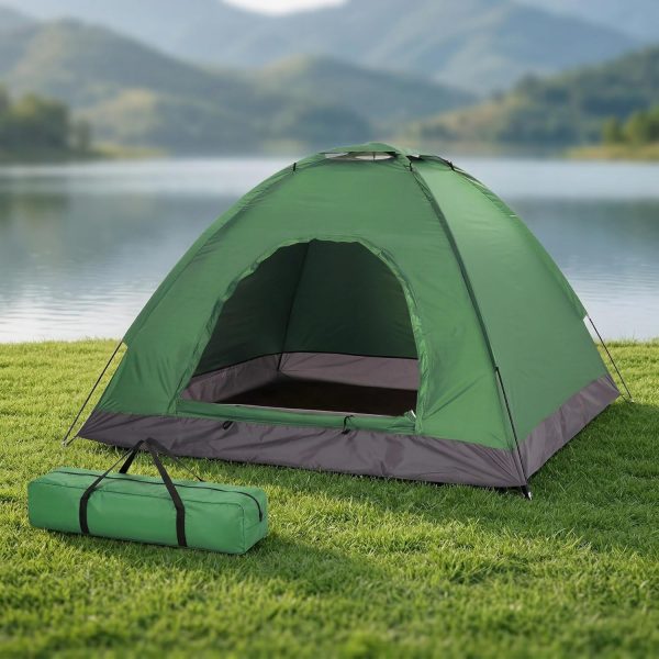 4 Person Camping Dome Tent, Waterproof Portable Lightweight Tent for Outdoor Hiking, Backpacking & Backyard Camping, Easy Setup with Mesh Ventilation Door & Carrying Bag