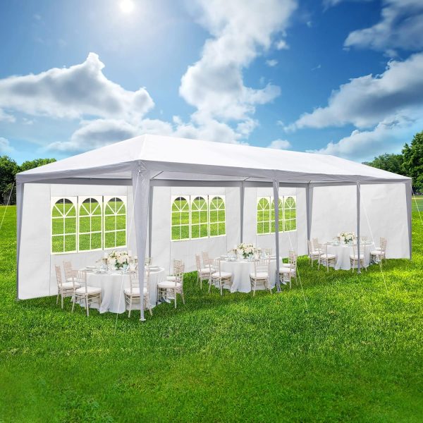 10' x 30' Outdoor Waterproof Gazebo Canopy Tent with Removable Sidewalls and Windows Heavy Duty Tent for Party Wedding Events Beach BBQ, White
